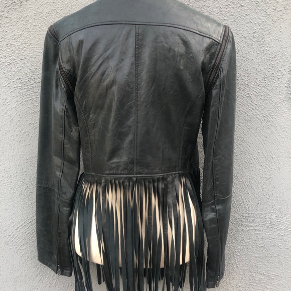 Please made in Italy leather jacket with fringe - Picture 6 of 9